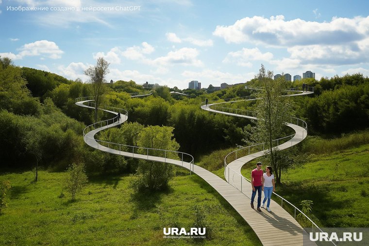 Парк с мостиками на месте лога.
