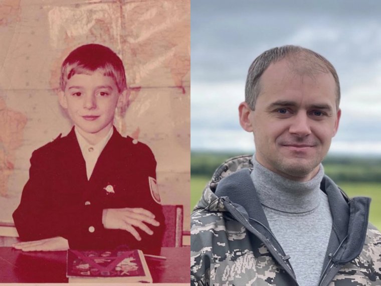 Алексей Титовский в школьные годы и сейчас
