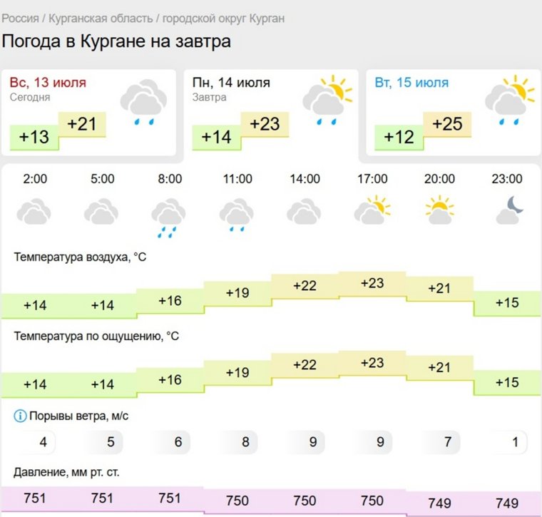 Дожди в Кургане начнутся с самого утра