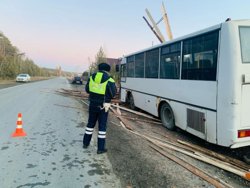 Водитель автобуса пытался обогнуть препятствие