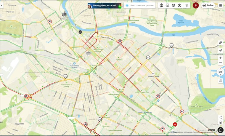 Заторы сосредоточены в центральной части города 