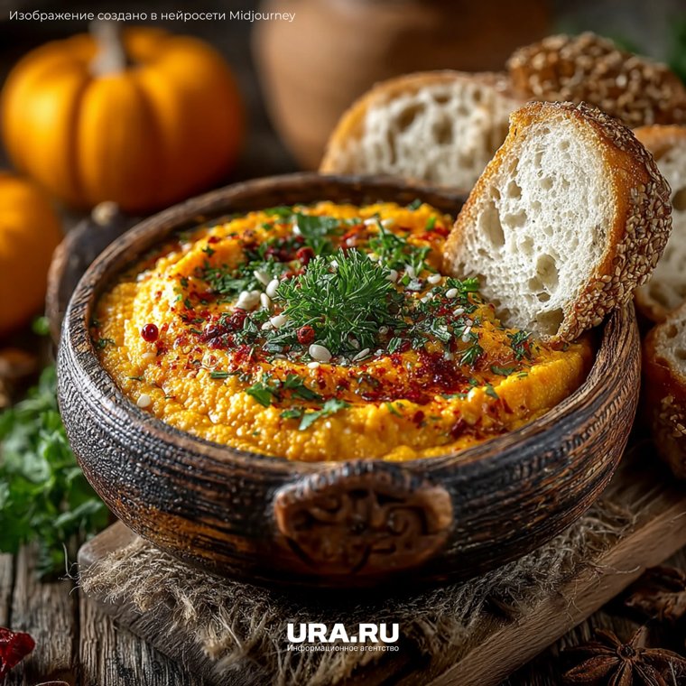 Вкус здесь строится на обжаривании тыквы с морковью, луком и томатной пастой