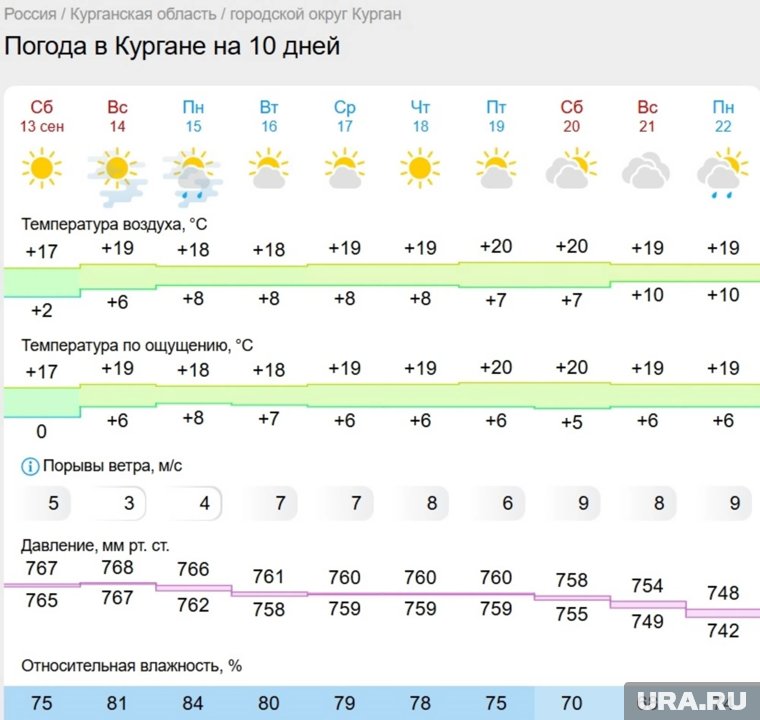 Курганцев ожидает теплая и солнечная декада