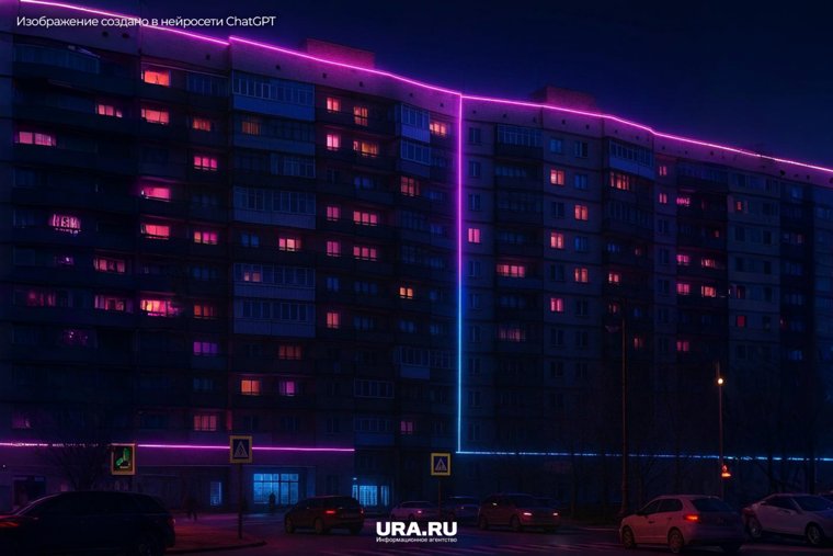 Подсветка многоэтажки.