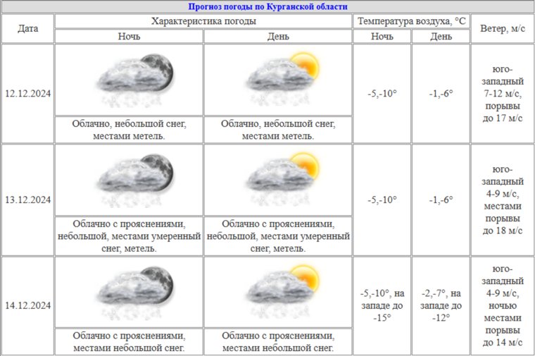 В Курганской области ожидают метели со снегом