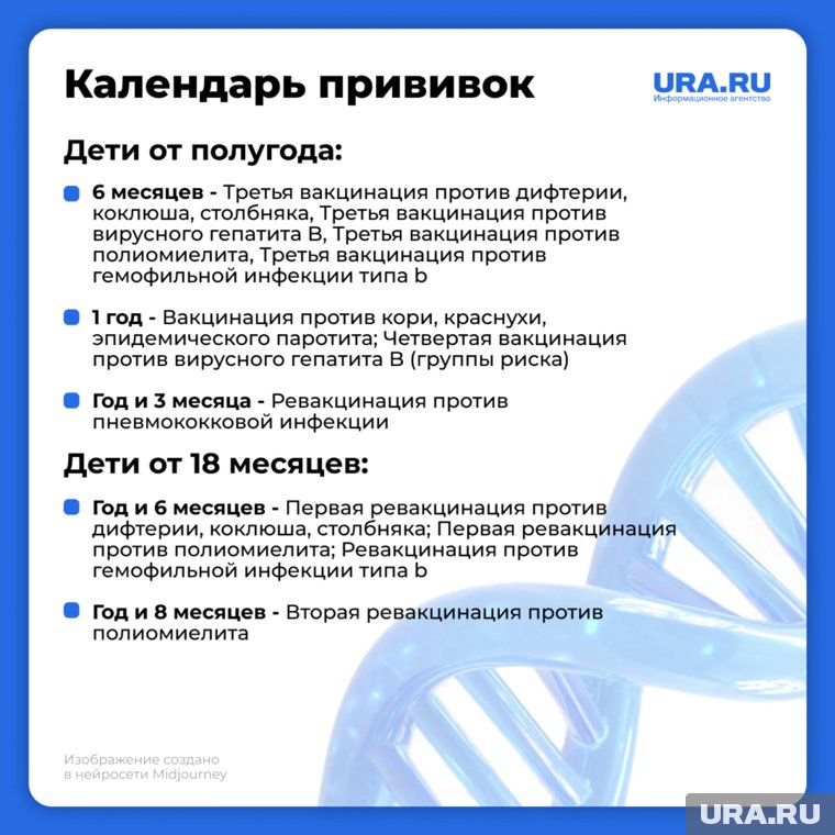 Календарь прививок для детей от полугода