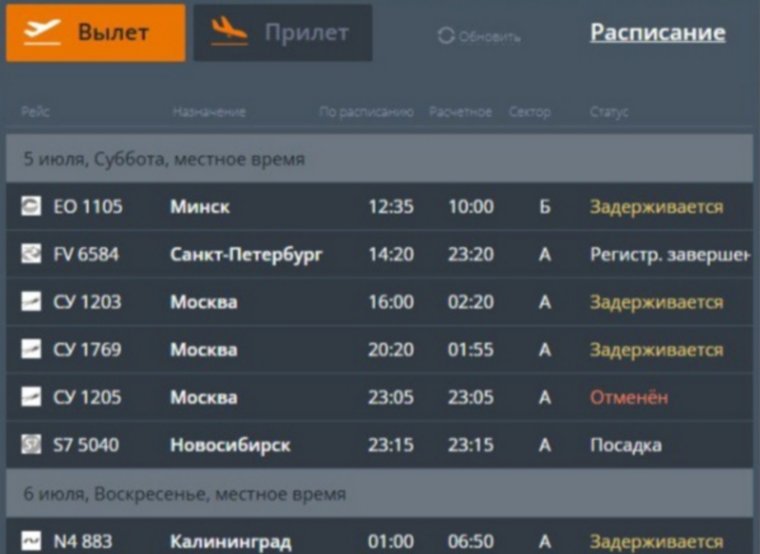 Рейсы задерживаются на вылет