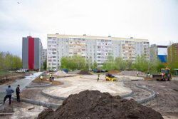 В Заозёрном районе Кургана началось строительства сквера за школой №7