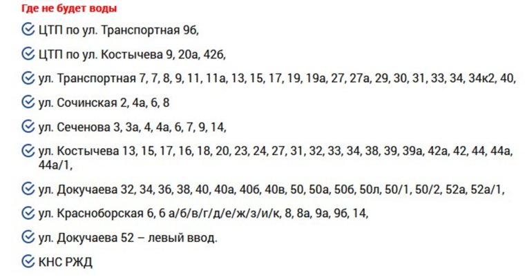 В Дзержинском районе воду отключат в связи с проведением работ на ЦТП