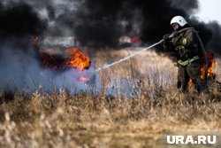 В Крымске рядом с ж/д путями загорелась трава из-за падения обломков БПЛА