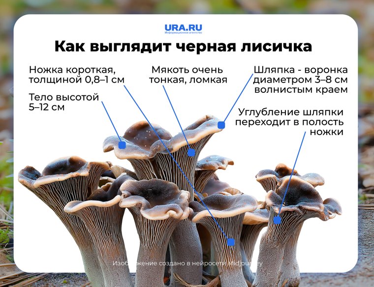 Черная лисичка растет в березовых и смешанных лесах