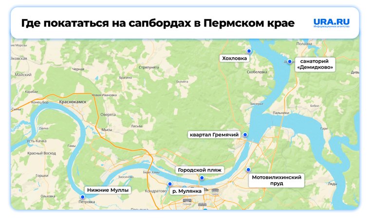 Рядом с Пермью есть семь локаций, где можно покататься на сапе