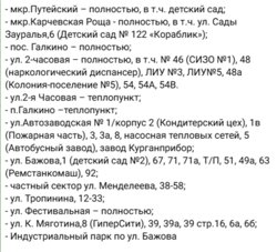 Список адресов, где отключат воду