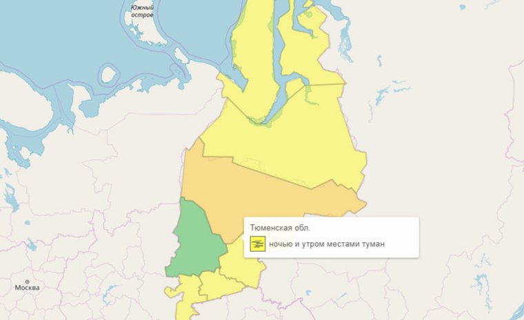 Туман опустится на Тюменскую область в ночь с 28 на 29 октября