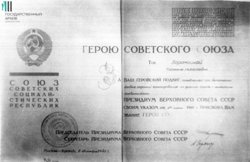 Татьяне Барамзиной присвоено звание Героя Советского Союза посмертно