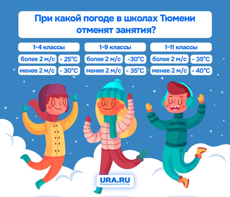 Школьники 1-11 классов останутся дома при температуре ниже -35 градусов