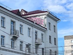 Курганский Бэнкси оставил изображение кошки на крыше многоквартирного дома