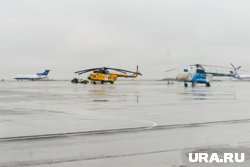 В затопленном аэродроме вертолеты стоят в воде (архивное фото)