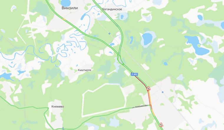 Пробка составляет почти 3,5 километра