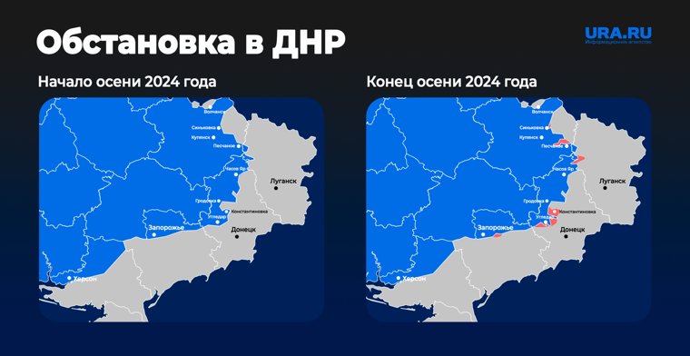 Изменение линии фронта в ДНР за осень 2024 года