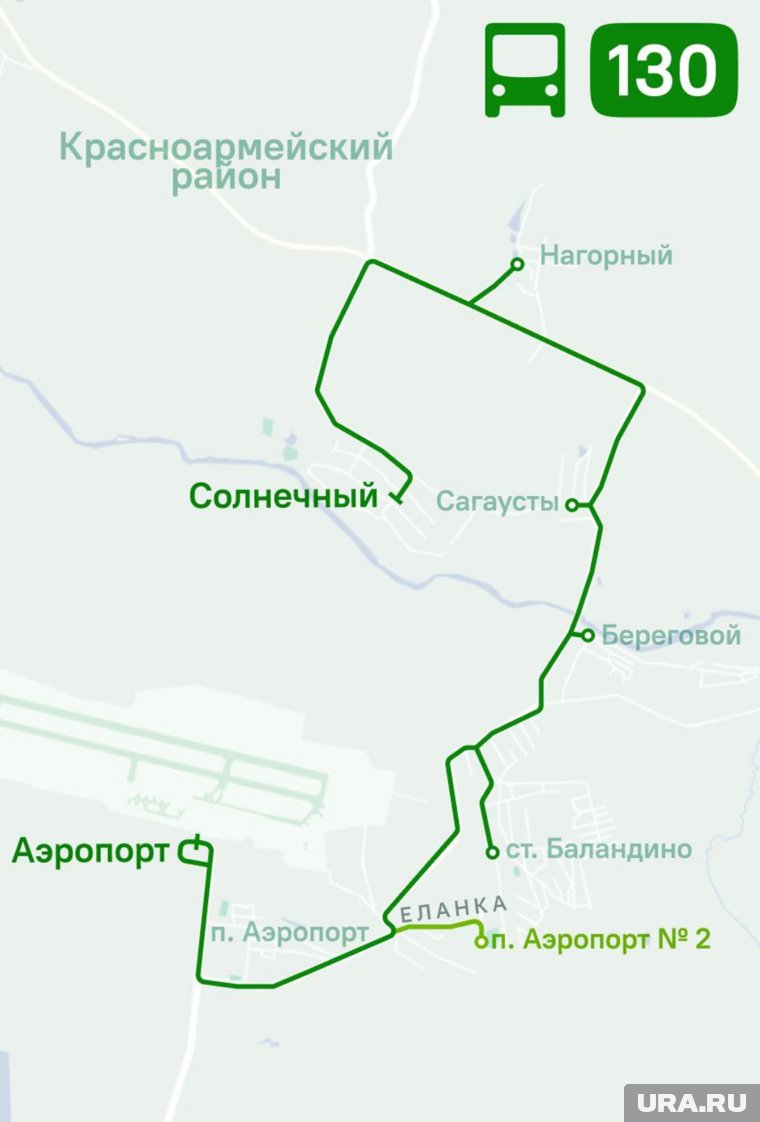 Схема движения автобуса №130 в Челябинске с 1 сентября 