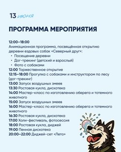Афиша в честь открытия деревни собак в Курганской области