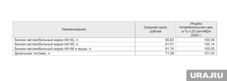 Цены на бензин в Курганской области