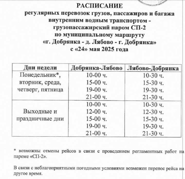 Перевозки по Каме из Добрянки осуществляются на регулярной основе