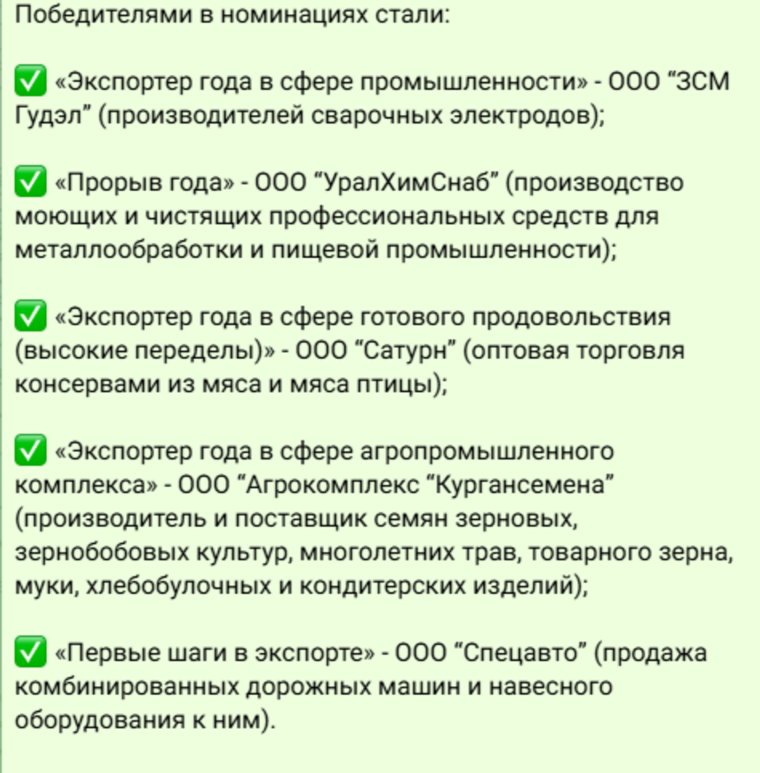 Победители конкурса «Экспортер года»