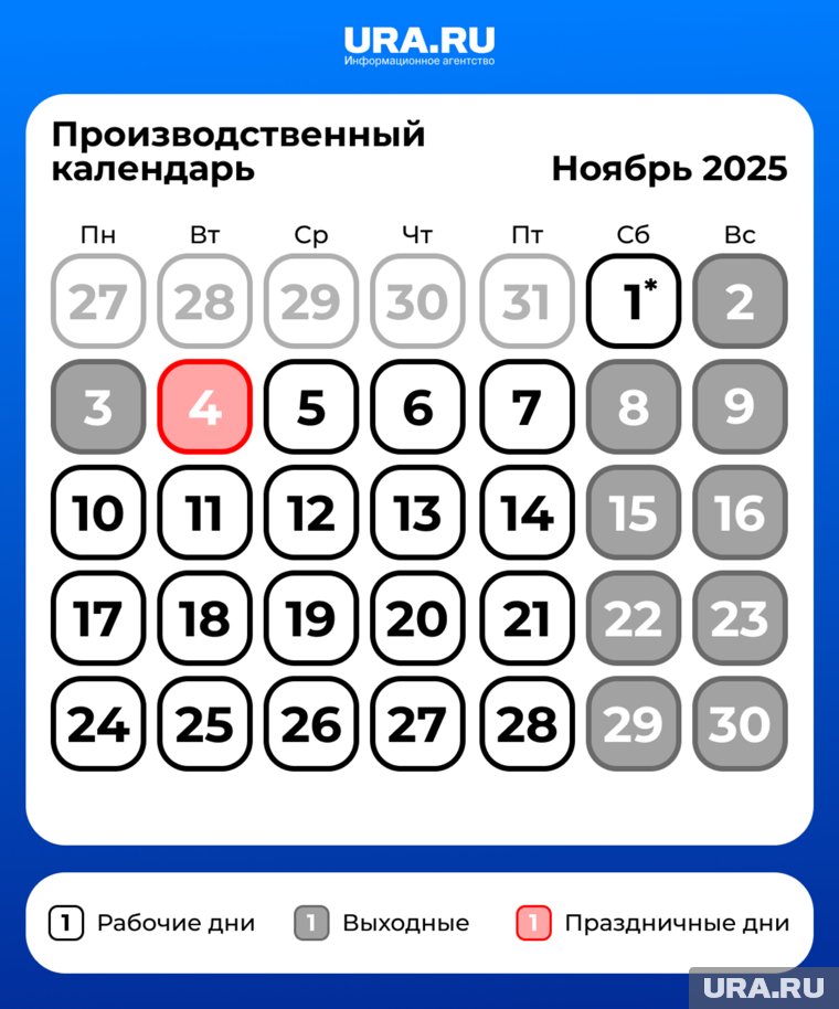 Производственный календарь на ноябрь
