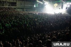 Девушка с плакатом стояла в первых рядах на концерте