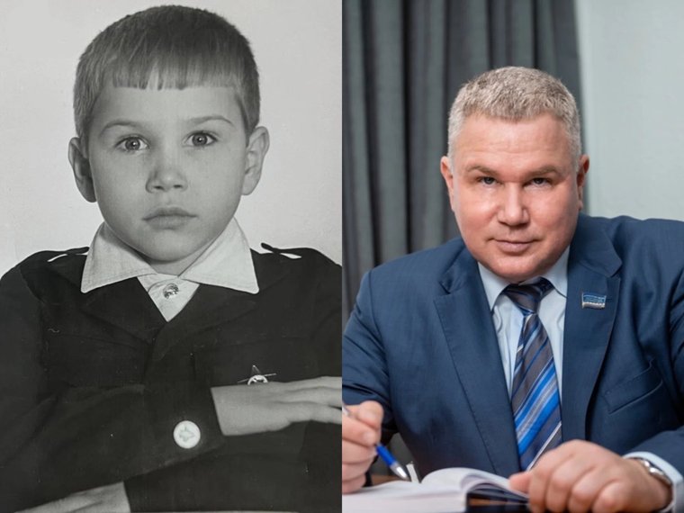 Алексей Денисов в детстве и сейчас