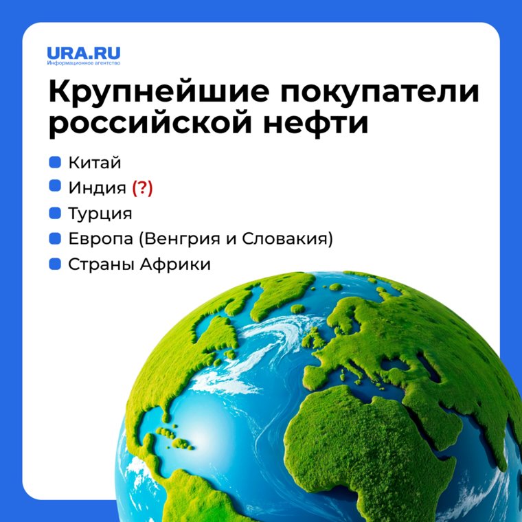 У Индии стоит знак вопроса (?) в связи с тем, что не ясно, отказалась ли она от российской нефти