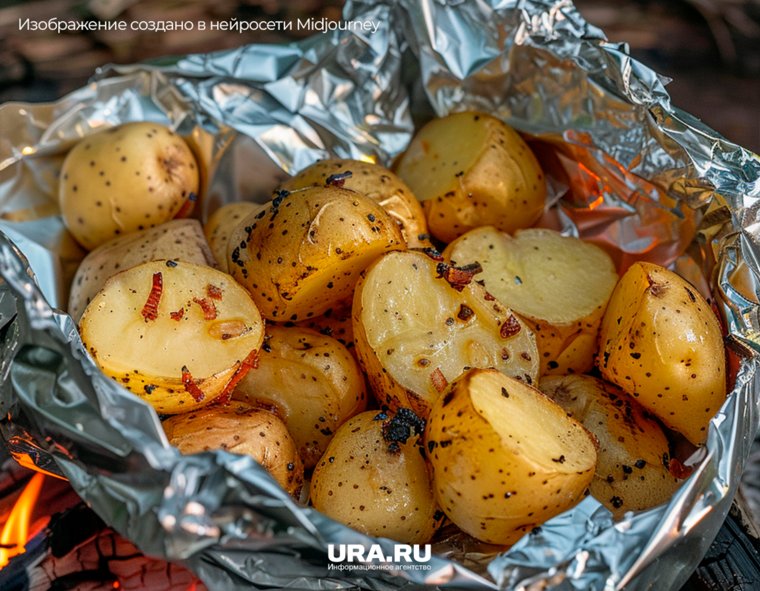 Картошка, запеченная с салом в фольге прямо на углях — это вкусно и удобно