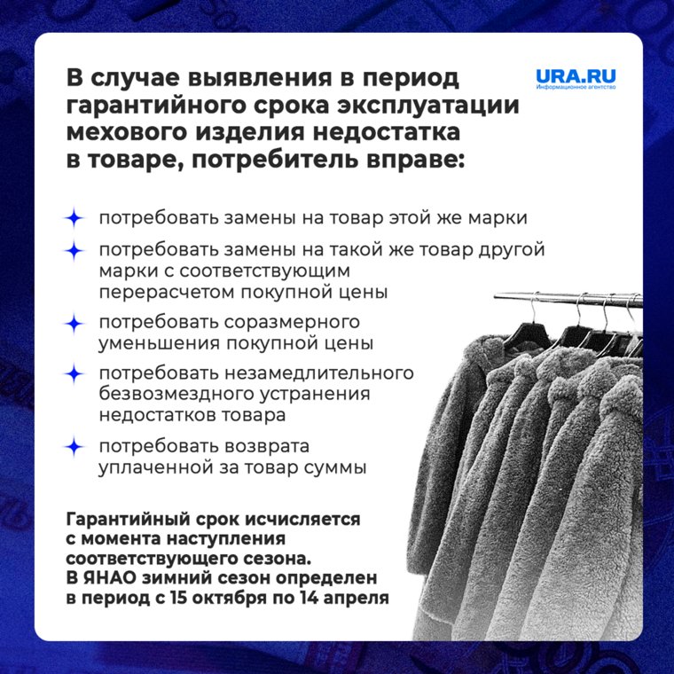 Инфографика: информация о гарантии мехового изделия в ЯНАО