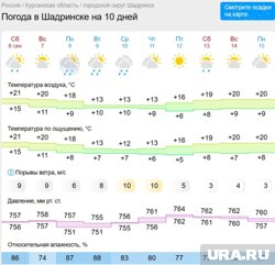 Интенсивные дожди в Шадринске начнутся уже с понедельника