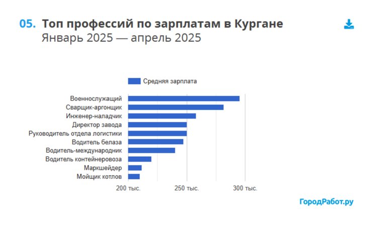 Топ профессий по зарплатам в Кургане