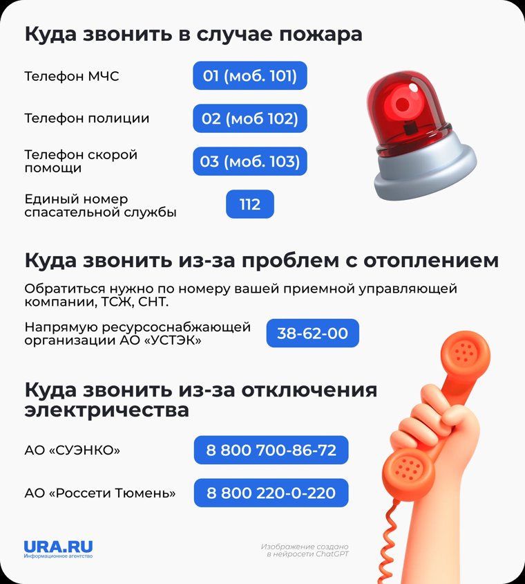 Куда звонить в случае аварии в зимнее время