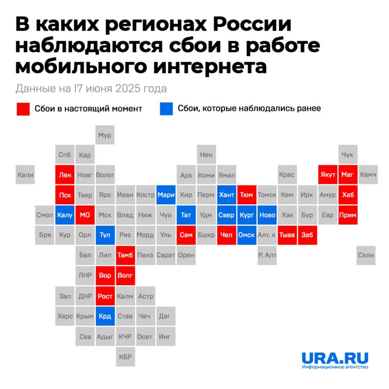 В ряде регионов наблюдаются сбои в работе мобильной связи