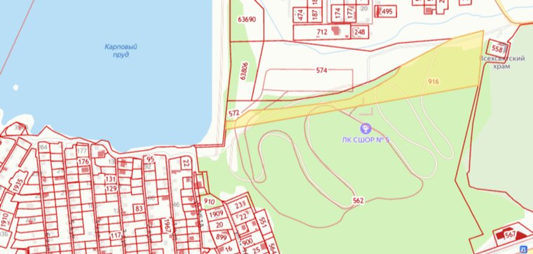 Участок расположен в районе Карпового пруда