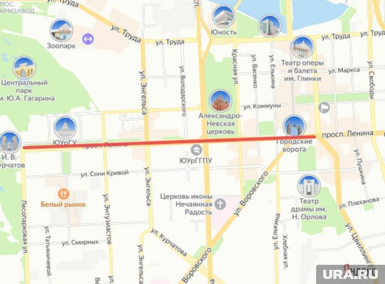 Ограничение движения по проспекту Ленина в Челябинске из-за проведения марафона 