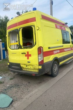 Атакованный в Белгородской области автомобиль скорой помощи