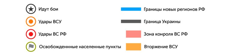 Обозначения на карте по обстановке в зоне СВО