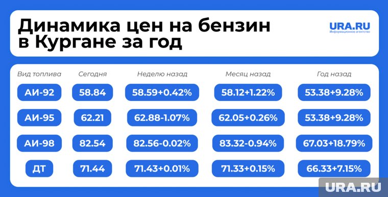 В Кургане за год быстрее всего дорожал бензин марки АИ-98