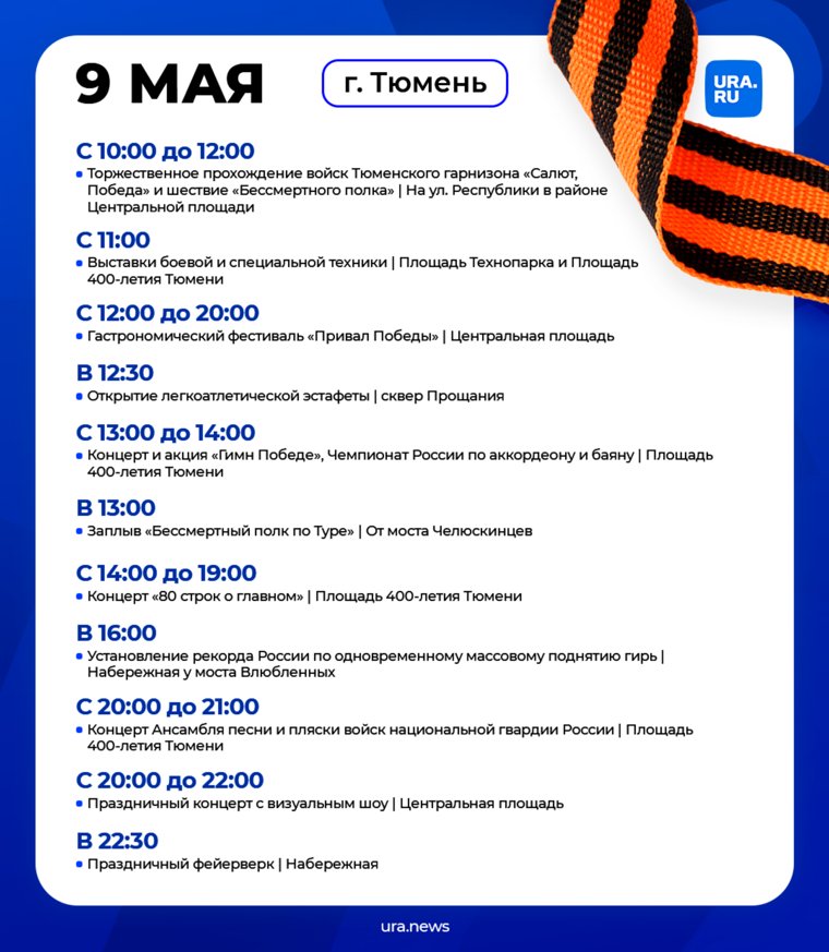 Афиша на 9 Мая в Тюмени.