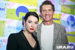 Лицо телеканала «Го» Ида Галич и продюсер Илья Бачурин на вечеринке в «Compari Bar», посвященной запуску телеканала «Го» в 2018 году