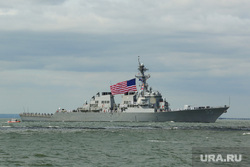 Американские эсминцы, военный корабль, море, американский флаг, военный корабль, эсминец сша