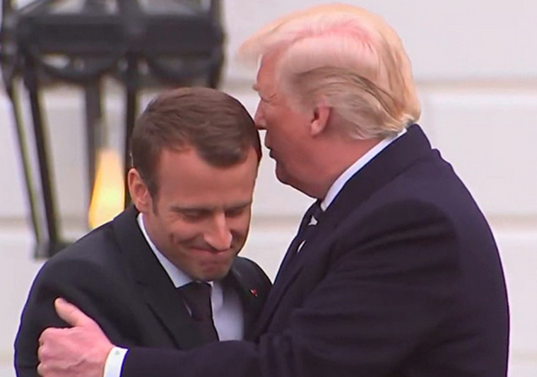 Президент США Дональд Трамп устроил теплый прием французскому лидеру Эммануэлю Макрону