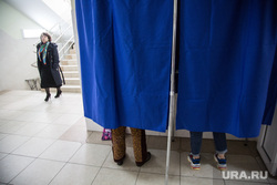 Предварительное голосование за кандидатов Единой России в городскую думу. Тюмень, кабинка для голосования, избиратели