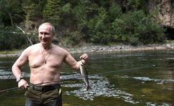 Отпуск Владимира Путина в Тыве, путин владимир, отпуск, река, рыбалка